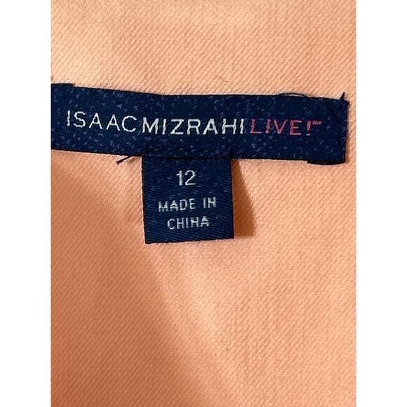 Isaac Mizrahi Live! Jean Jacket 12 Peach Full Zip Collarless - Picture 6 of 9